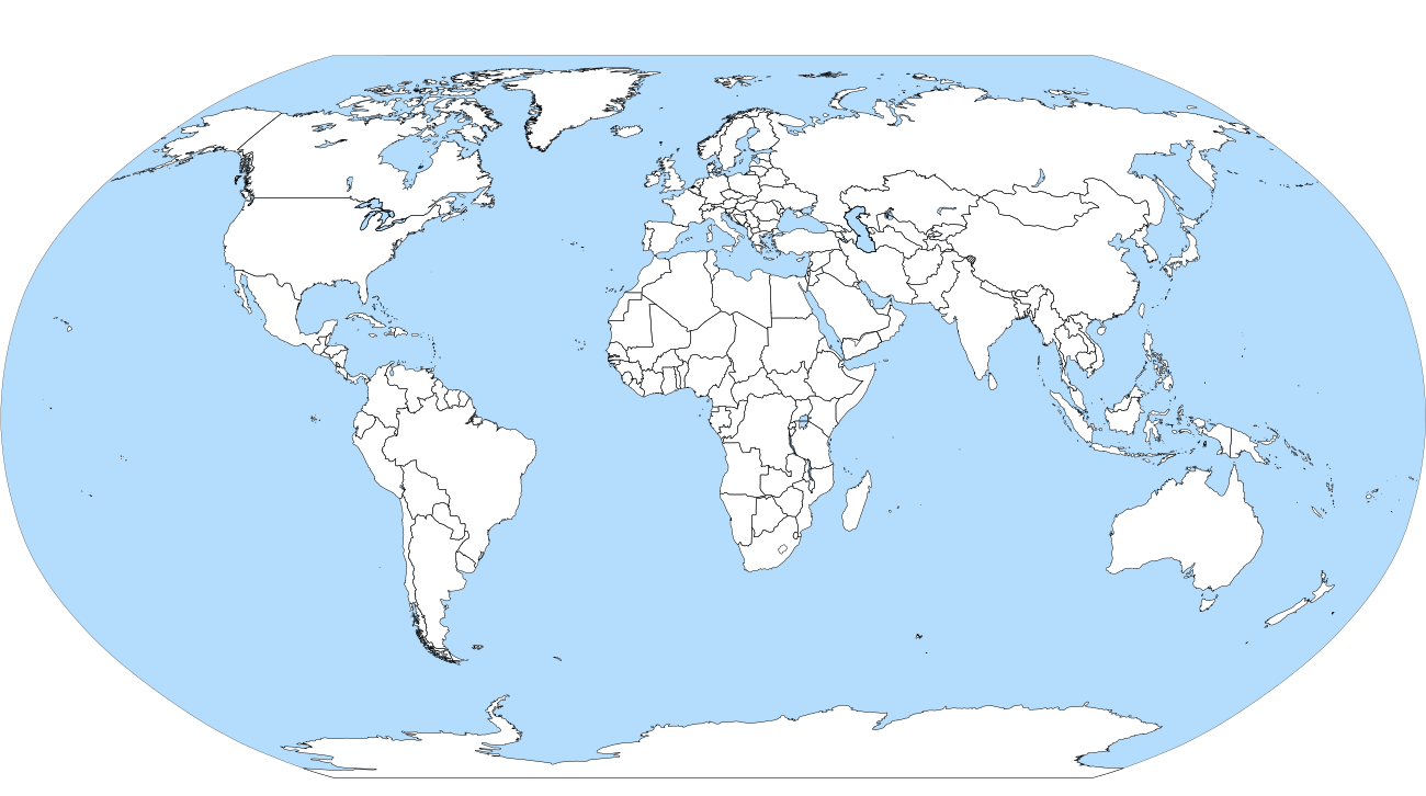 Mapa mundial con países delimitados